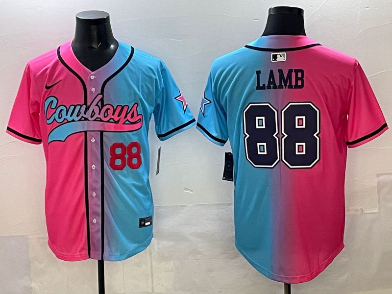 Men 2025 Dallas Cowboys #88 Lamb Blue pink Nike Limited NFL Jersey style 004